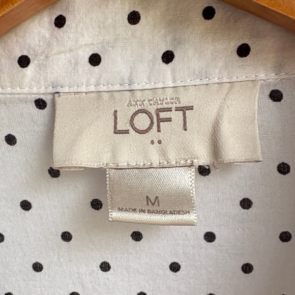 LOFT White Button-Down Shirt with Black Polka Dots - Picture 2 of 6